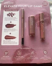 Purlisse Lip Kit Trio Pinky Nude Elevate Your Lip Game 3 In 1 Set - New Sealed