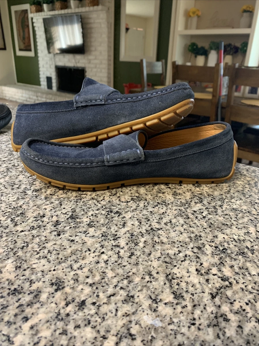 GUCCI Suede Leather Driving Loafer Shoes G 386587 sz 8.5 Navy blue