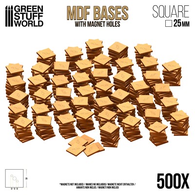 500x MDF bases - 25mm SQUARE - Miniatures laser cut wood
