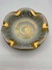 STANGL POTTERY  Gold Turquoise White Fluted Fruit Bowl (4062) No Chips Or Cracks