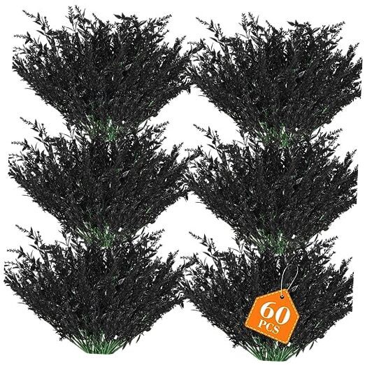 60 Bundles Artificial Flowers Fake Lavender Flower Fake Outdoor UV Black