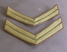 Corporal Chevrons, Confederate Cavalry, Yellow on Butternut, Civil War,New