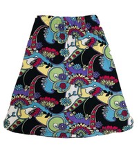 Vtg 60s 70s Neon Flower Power Maxi Skirt Hippie Mod Boho Stretch Fabric S M L
