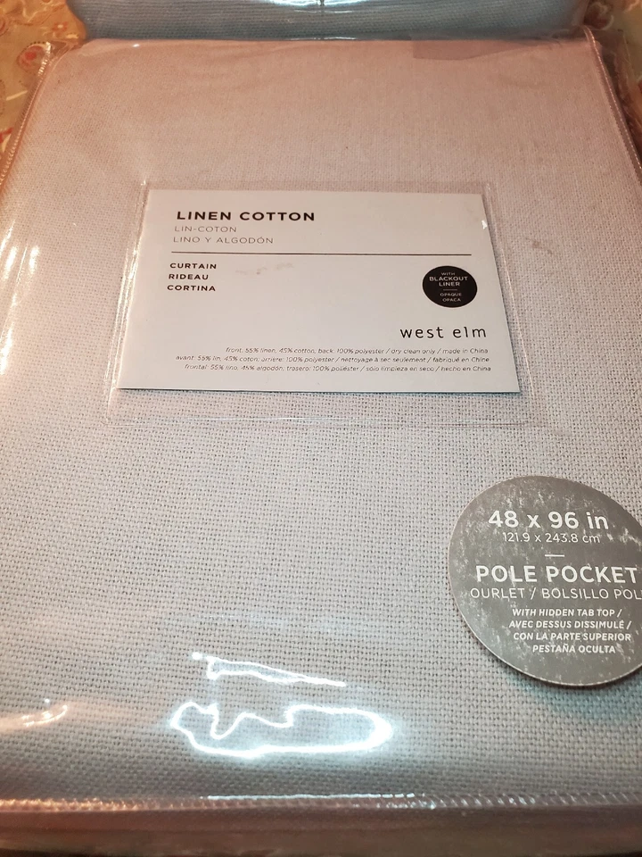 New~ 2 ~ West Elm GRAY Cotton Linen Curtains Panels BLACKOUT~48x96~Pole Pocket  - Image 2 of 4