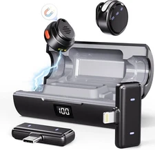 Moman Coin Wireless Lavalier Microphone for iPhone/Android/Camera/Laptop/PC