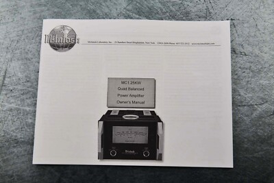 New Mcintosh MC1.25KW Quad Balanced Power Amplifier Owners Manual