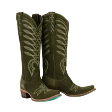 Lane Boots Ladies Squash Olive Blossom Suede Western Boots LB0529B