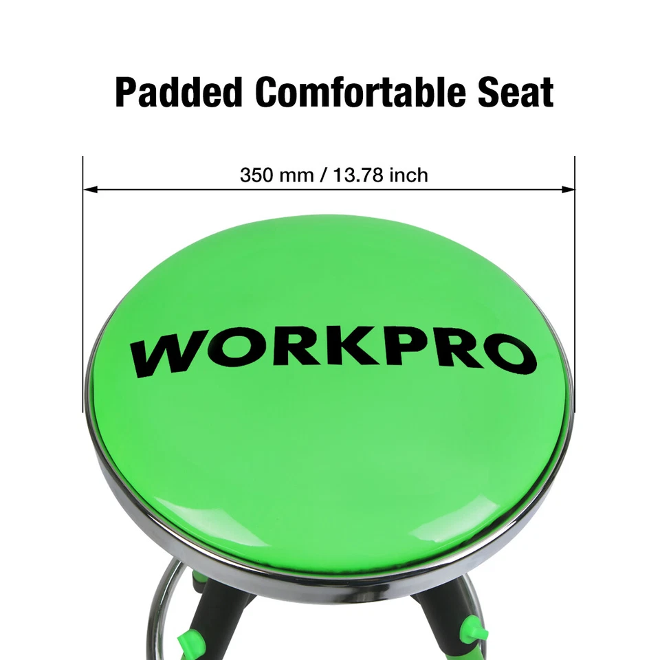 WORKPRO Heavy Duty Adjustable Hydraulic Shop Stool Garage Bar Stool 330Pound Max - Image 3 of 4