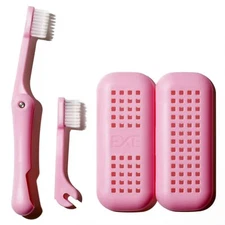 Minibox Folding Travel Toothbrush with Dual-Length Bristles & Case, Compact M...