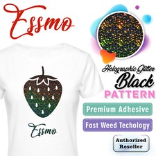 Essmo Holo Glitter Black Pattern Heat Transfer Vinyl HTV T-Shirt Iron Press SP09