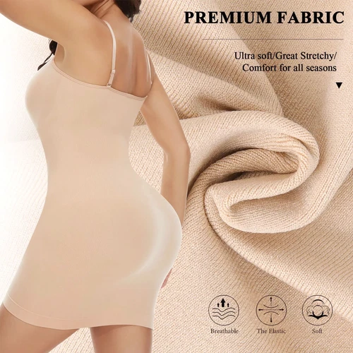 Seamless Shapewear Slips for Under Dresses Women Tummy Control Full Slip Shaper - Picture 3 of 33