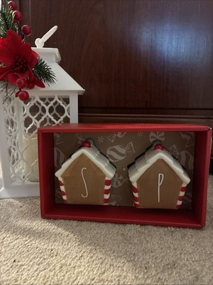 RAE DUNN Gingerbread House CHRISTMAS Salt & Pepper Shakers Holiday Set