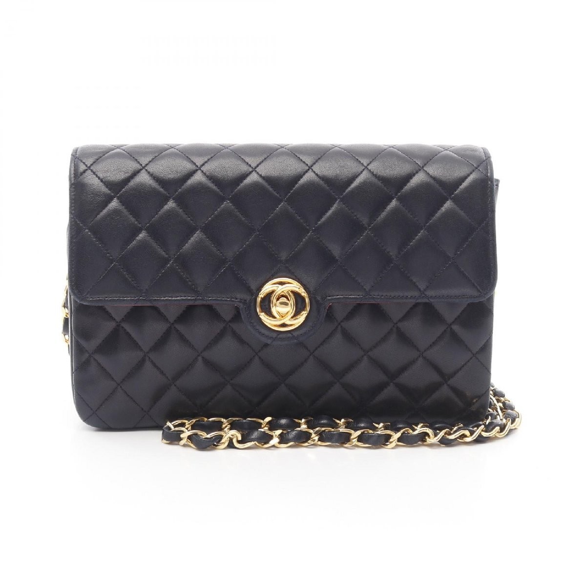Chanel Matelasse Single Flap Lambskin Shoulder Bag in Black 554941