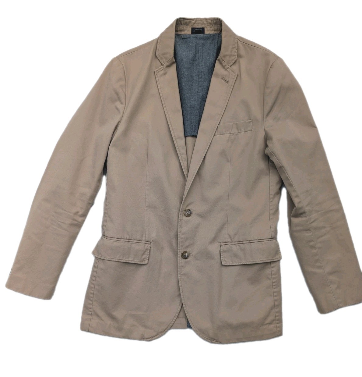 Blazer J Crew Khaki Beige Cotton Half Lined Cple A Few Tiny Spots Sm Read!!-image