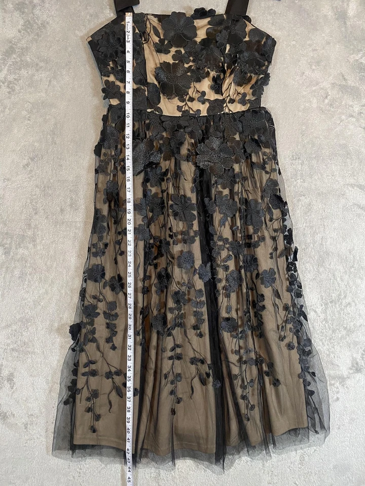 Vestido Tomate Volador Mujer Talla L Negro Desnudo Floral Malla Bordada Evento Formal Foto 4 de 4