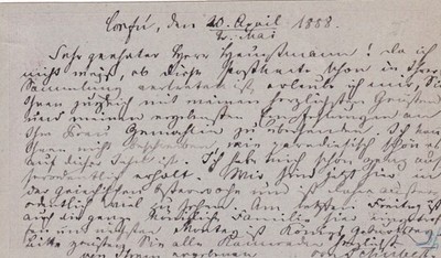 General Gustav von Schubert Sachsen Autograph Postkarte 1888 Korfu Dresden