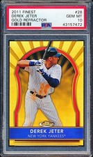 DEREK JETER 2011 TOPPS FINEST #28 GOLD REFRACTOR #'D 48/50 PSA 10 GEM MINT