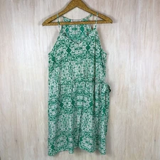 Collective Concepts Green White Patterned Mini Dress Medium Flowy Casual Summer