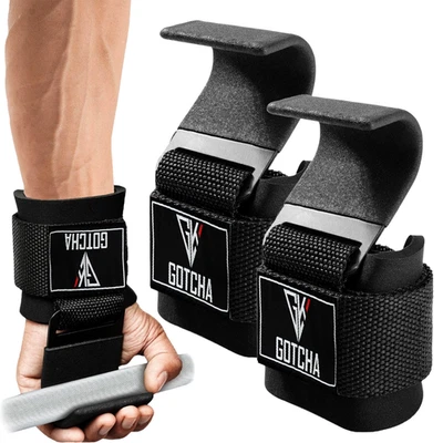 GOTCHAKART Gewichtheben Power Hooks Power Grip Handgelenkstützen Bar Straps Gym Hook Handschuhe