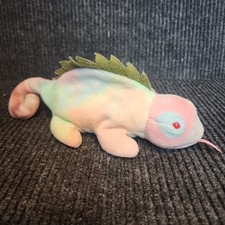 Ty Beanie Baby 9 inch Rainbow The Iguana Chameleon Toy