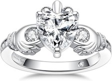 2.33cttw Moissanite Claddagh Irish Celtic Knot Crown Engagement Rings for Women