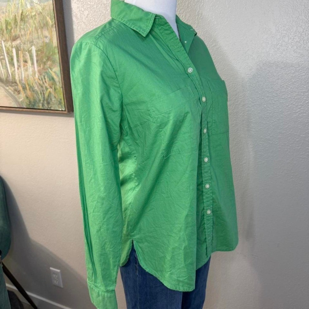 LOFT Bright Green Button Down Collared Shirt (XS) - image 2