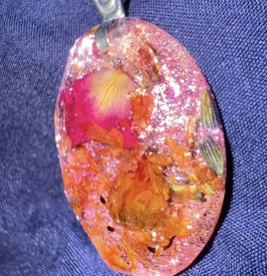 Lavender Lily & Rose floral handmade stainless steel pendant