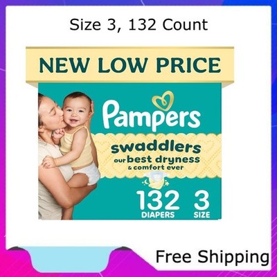 Pampers Swaddlers Diapers, Size 3, 132 Count