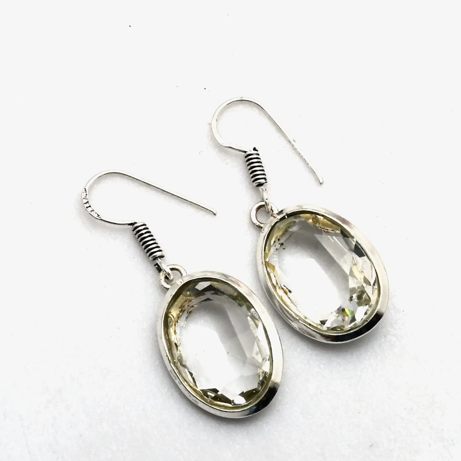 White Topaz Gemstone Handmade Drop Dangle Earrings Jewelry Gift 1.4