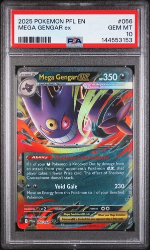 2025 POKEMON PFL EN-PHANTASMAL FLAMES #056 MEGA GENGAR EX PSA 10