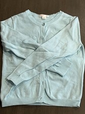 Used J Crew Crewcuts Girl's TEAL Cotton Cardigan Button-front Sweater Sz S 6-7