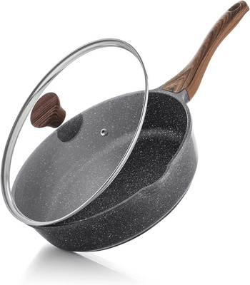 SENSARTE Antihaft Pfanne 26Cm, Tiefe Bratpfanne Mit Deckel, Schweizer Granitbesc