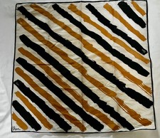 Vintage Vera Neumann Brown  Black Paintbrush Diagonal Stripe Scarf 27  Sq Japan