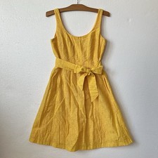 Nine West Womens 4 Fit & Flare Dress Sleeveless Pleated Bow Retro Spring Yellow