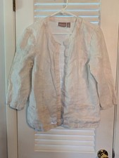 Chico's Size 2 Beige Light Metallic Cardigan Flowy Linen Euc Preloved