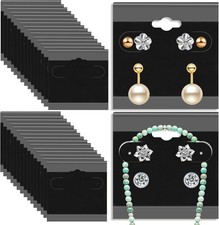 200 Pcs Black Velvet Earring Display Cards 2x2 Jewelry Holder Cards Hooks