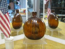 *MINT* GOLDEN HONEY AMBER~1820-30 OPEN PONTIL~ZANESVILLE PATTERN POCKET FLASK.