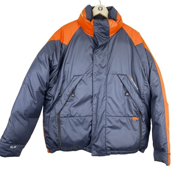 Rare VTG Ralph Lauren Polo Jeans Co. RL-67 Down Puffer Jacket Large Navy Orange