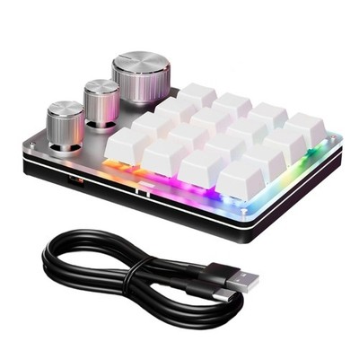 USB C Mini 16 Key Programmable Keypad 3 Knobs Hotswap Mechanical Gaming Keyboard