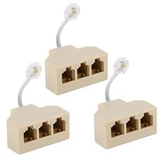RJ11 Cable 3 Way Telephone Splitter 3 Pack Beige 6P4C Connector Phone Line
