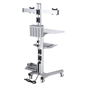 Ergonomic Computer Workstation Rolling Mobile PC Cart with Dual Monitor Mount