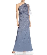 Adrianna Papell Womens Sequin Gown Dress, blue, 10