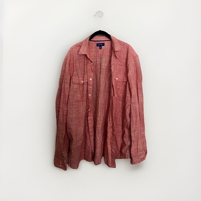 Apt. 9 Men's XXL Red/White Check Cotton Long Sleeve Shirt w/ Pockets
