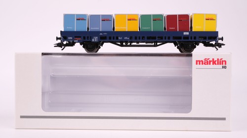 Märklin H0 48505 Niederbordwagen mit Rollplattenbehältern  Post 2-t13 | Zustand: Gebraucht