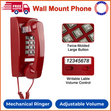 Retro Wall Mount Phone W Loud Mechanical Ringer Vintage Wall Phones For Landline