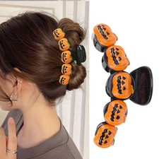 Halloween Pumpkin Hair Claw Clips - Cute Design 1 Count Pack of 1 , Smile
