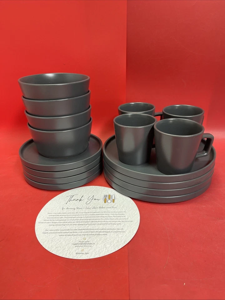 Stone Lain Coupe Dinnerware Set 16pcs -  Matt Gray - Image 2 of 4