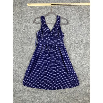 Gap Polka Dot Dress Womens Size 2 Blue White Sleeveless V-Neck Fit & Flare Retro