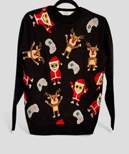 H M Christmas Motif Sweater, Jumper Santa Rudolph Video Unisex 16/18 EUR 158/164