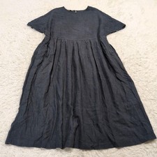 Ichi Antiquites 100 Linen Long Dress Gathered Color Gray Free Size From Japan